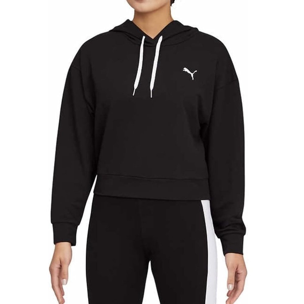 NWT Puma Women's Amplified Cropped Modern Hoodie Black Size XL $60 9HL293
